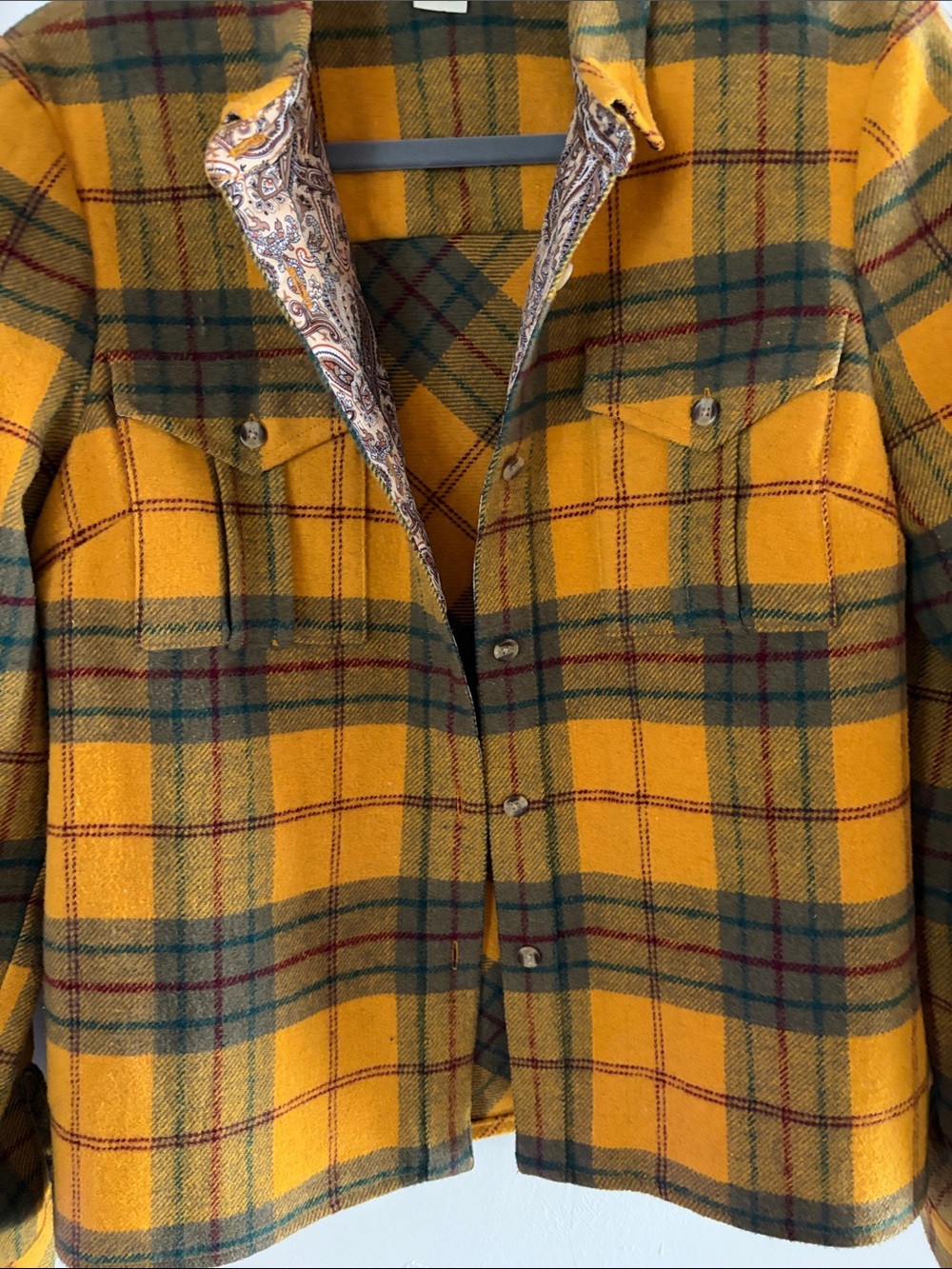 SUNDANCE Women’s Yellow Plaid Wool Flannel Jacket - Picture 4 of 6